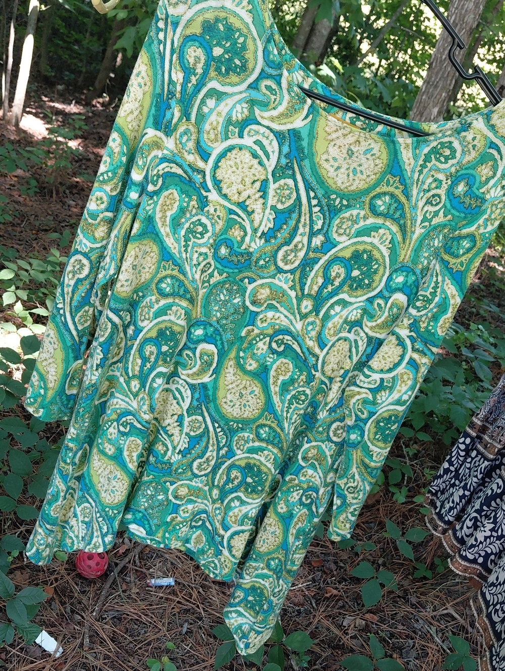 Ruby Rd. Teal, Green & Cream Paisley Top